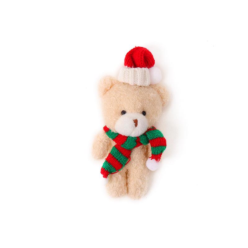 Christmas Blush Bear Plush Keyring with Scarf - Cute One-Piece Bag Charm Toy Gift