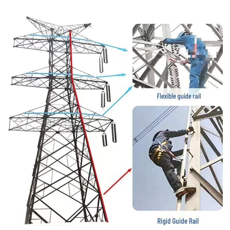 High-Altitude Iron Tower Fall Protection Guide Rail: T-Section Steel & Aluminum Alloy Rigid Stainless Steel Track серебряный