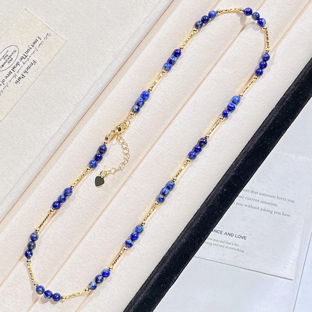 

Natural Baby Lapis Lazuli Design Necklace Collarbone Chain Sweater Chain
