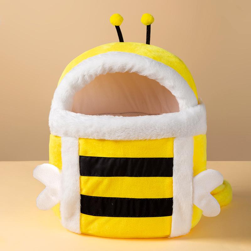 

Cute bee hand bag autumn and winter dog bag warm thickened cat bag pet going out bag backpack supplies Rock Yellow