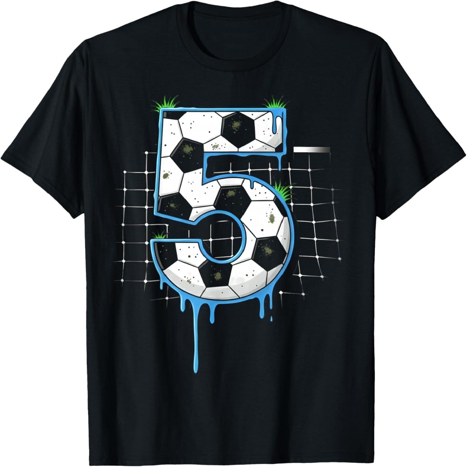 Soccer 5 Year Old Ice Cream Drip Youth 5th Birthday Boy 5 T-Shirt(1) S разноцветный
