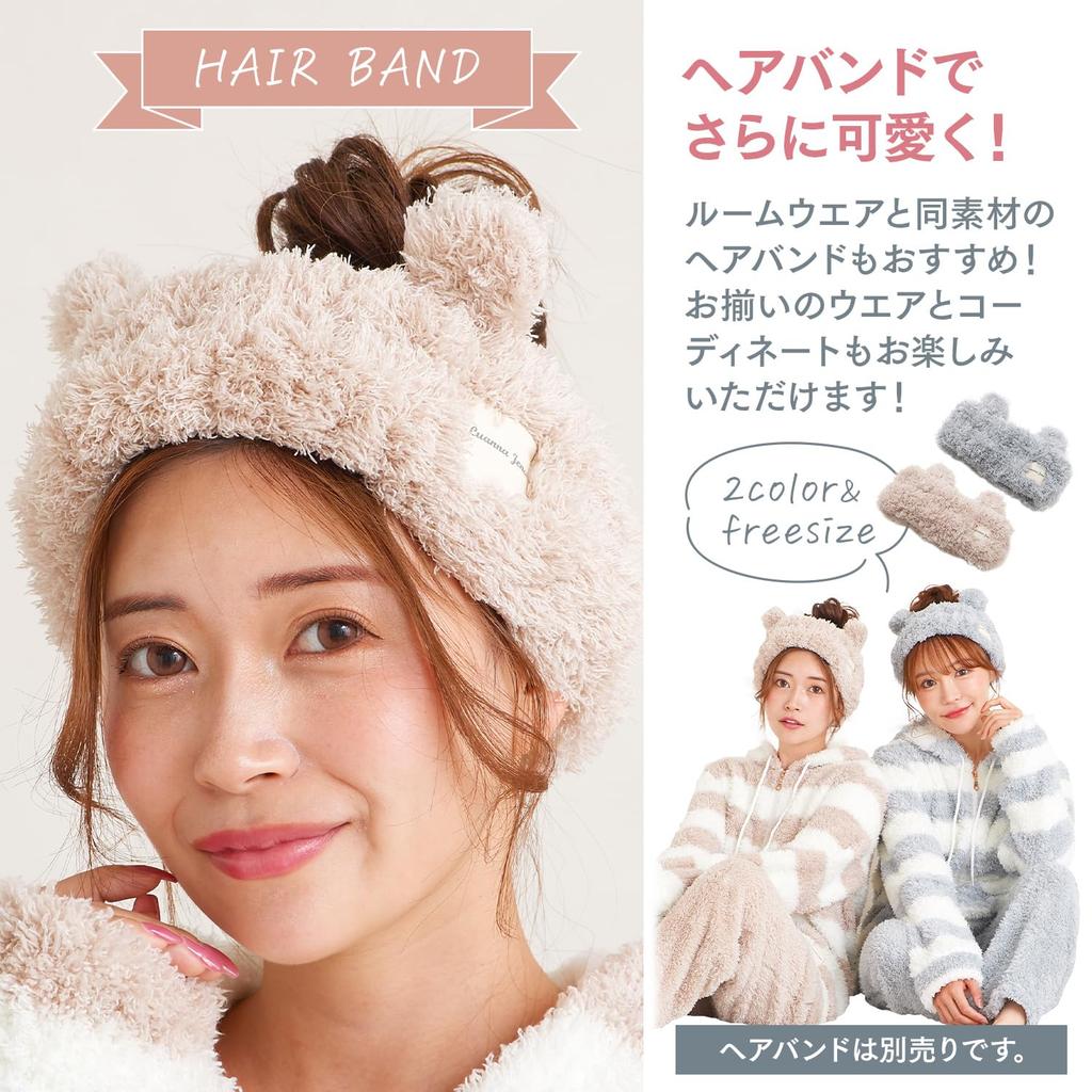 Room Top and Bottom Long Birthday Gift QWHI08 [Luanna Jena] Women's Wear, Pajamas, Fluffy, Lightweight, Set, Sleeve, Loungewear, Cute, Present, (M,