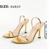 Ladies round head with back ankle strap solid color fine high heel sandals women's shoes gorgeous gold high heels