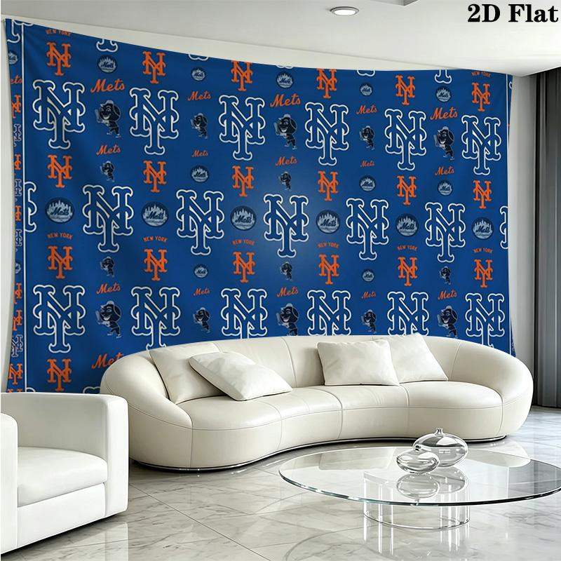 New York Mets Wandteppich Ästhetischer Wandbehang Bedruckter Stoffdecke Dekorative Wandteppiche für Schlafzimmer Wohnzimmer Heimdekoration