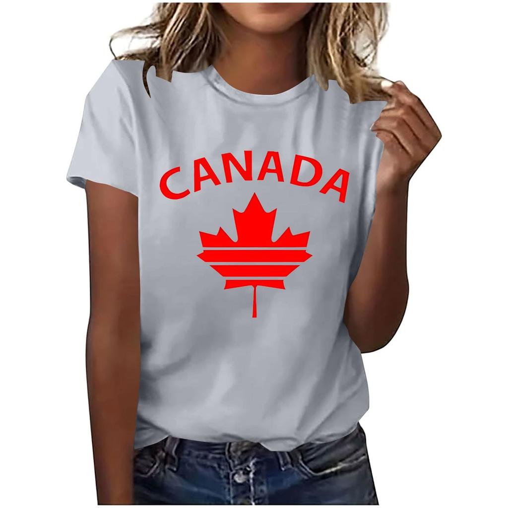 Damen Mode Lässiges Oberteil mit Ahornblatt-Print