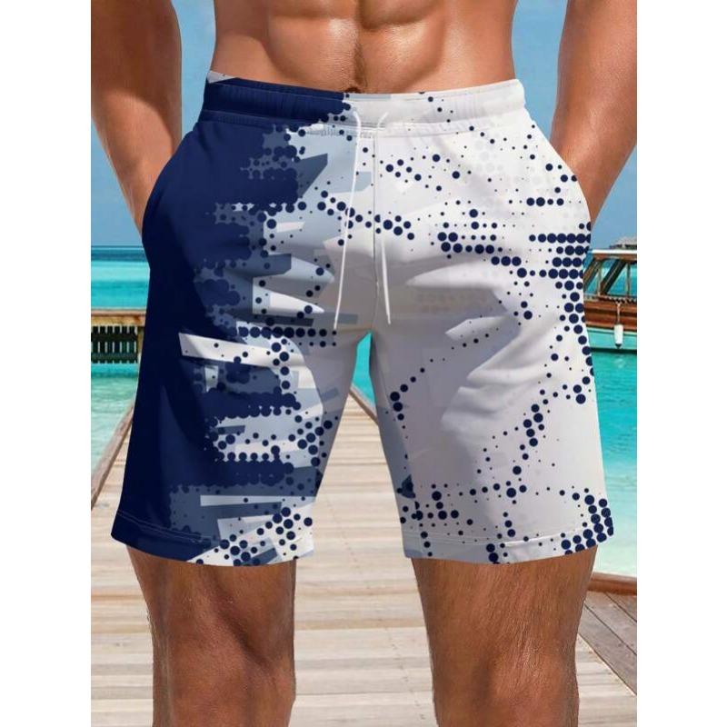 Men's Lemon Striped Print Board Shorts Quick Dry Beach Swim Trunks