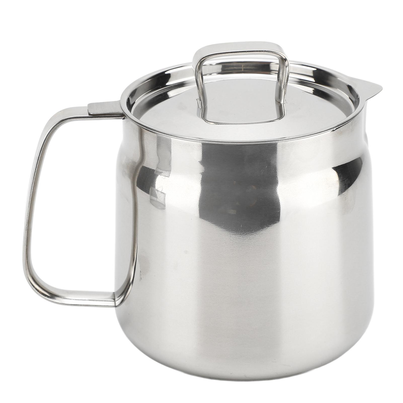 

304 Stainless Steel Oil Filter Pot Multifunctional Bacon Grease Container Frying Net Tank for Kitchen Camping Type 1