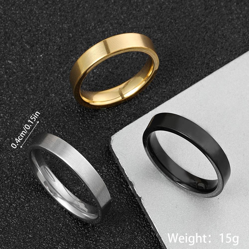 304 Stainless Steel Ring4mm Matte Plain Ring Fashionable High-end Titanium Steel Jewelry Factory Direct Sale