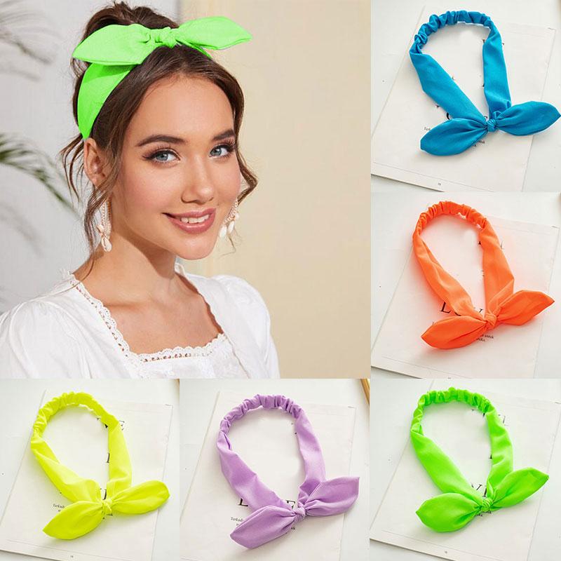 Plain Polyester Rabbit Ear Headband For Women Female Elastic Bow Hairband Headwear Hair Accessories,Orange Plain Polyester Rabbit Ear Headband For Women Female Elastic Bow Hairband Headwear Hair Accessories,Orange