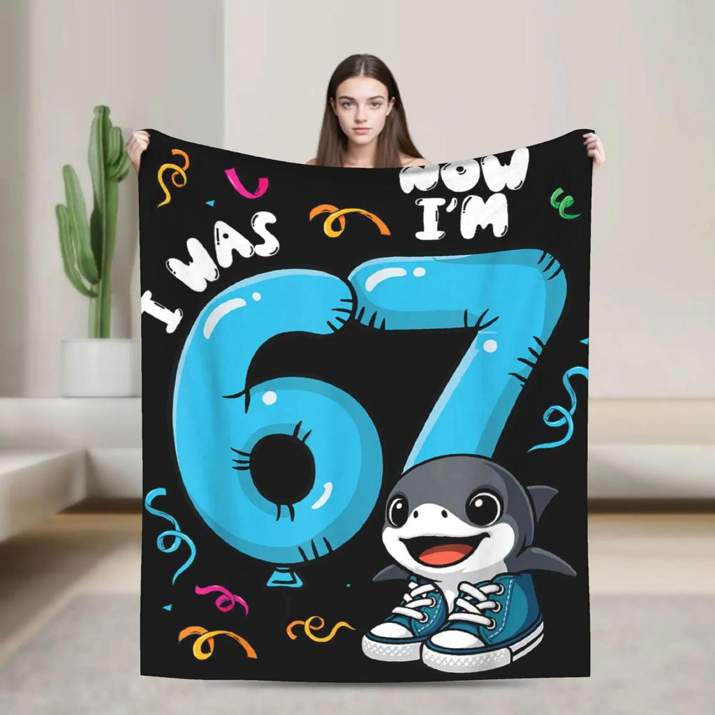Funny Italian Brainrot Meme Six Seven Birthday Blanket Soft Plush Throw for Sofa Bed Flannel Blanket Gift for Girls