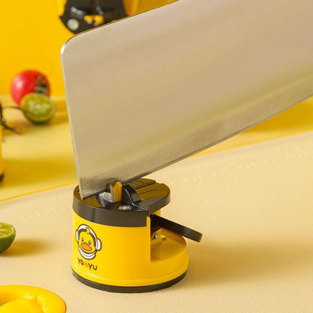 Multifunctional Little Yellow Duck Whetstone Non-slip Base with Suction Cup Kitchen Sharpener Portable Durable