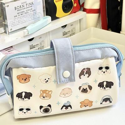 Niedliches Welpen-Federmäppchen im japanischen Stil - Schüler-Etui mit großem Fassungsvermögen