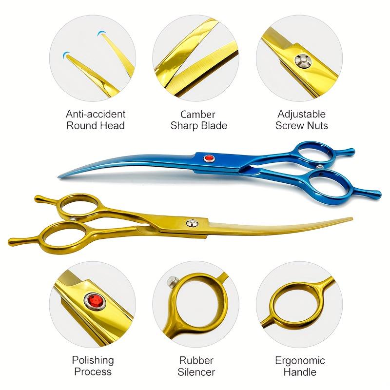 Pet Grooming Scissors, Curved Scissors for Dogs, Professional Dog Hair Scissors for Both Left and Right-Handed Use.