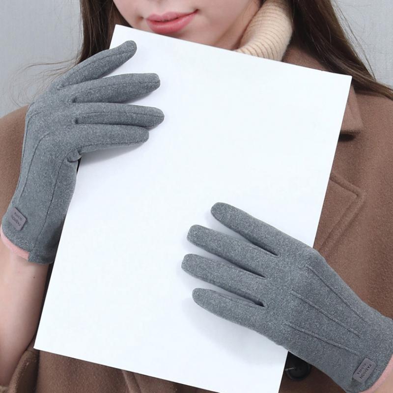 Dámské rukavice podzimní a zimní jednovrstvé tenké řidičské rukavice s dotykovou obrazovkou Teplé cyklistické rukavice