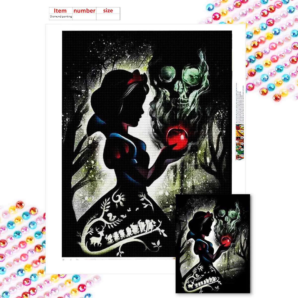 

DIY Diamond Painting The Princess and The Poisonous Apple Cross Stitch Kit Mosaic Art Diamond Painting Full Circle Diamond Home Decoration Round 20x30cm