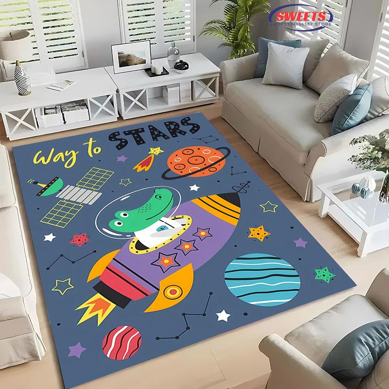 Cartoon Dinosaur Space Carpet for Living Room Cartoon Childrens Bedroom Rug Sofa Doormat Kitchen Floor Mat Anti-slip Decor Gifts