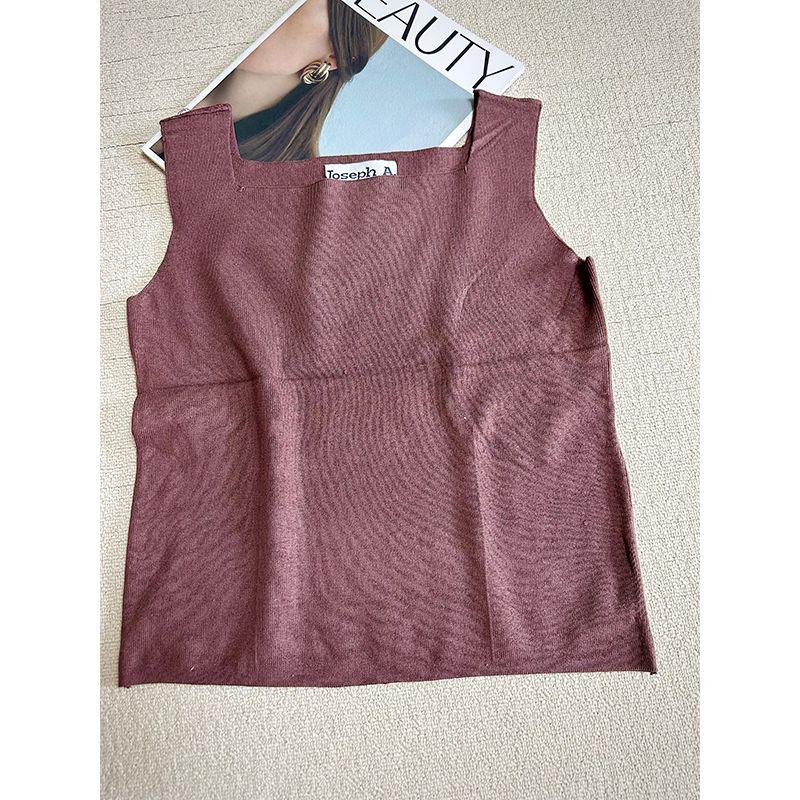 

Экспортный Хвост Однотонный Смесовый Элегантный Внутренний Слим-майка Топы Вязаный Однотонный I-образный Ремешок Нижняя Майка Brown L (Bust size 86-94, garment length 51)