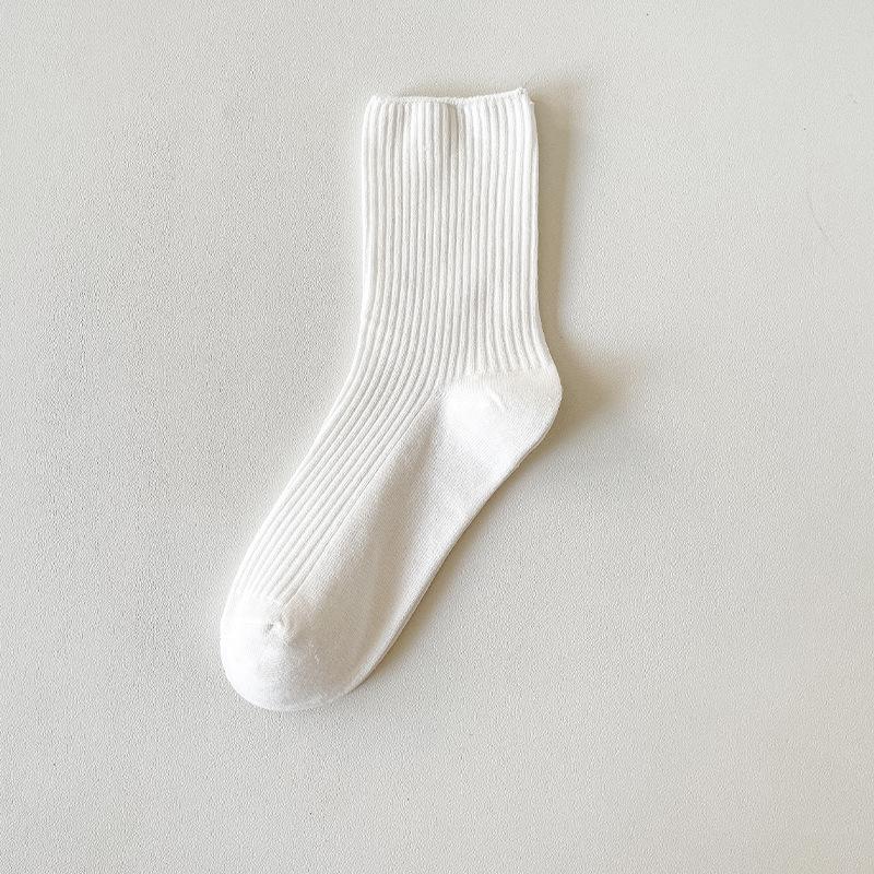 Dongdaemun Wuyin Women'S Socks Double Needle Combed Cotton Stacking Socks Coffee Series Sweat-Absorbing Versatile Medium Tube Socks