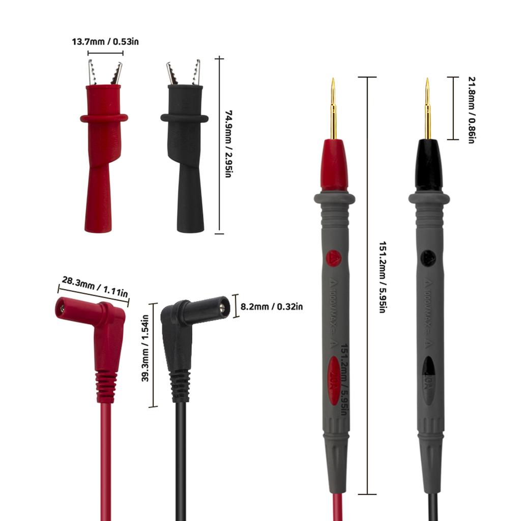 Electronic Test  s Test Probes Multimeter  s with Crocodile Clips Gold Plated Super Sharp Tips Silicone Test Lines