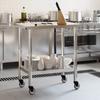 Kitchen Work Table with Wheels 82.5x55x85 Cm Stainless Steel