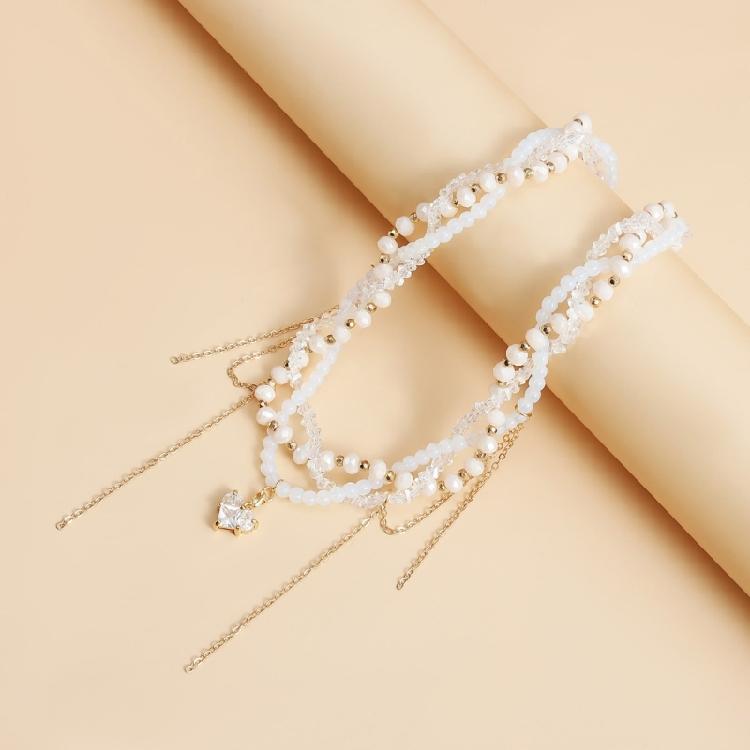 Nastavitelný náhrdelník se srdíčkovými třásněmi, vícevrstvý design, stylový pro dámy, dámské elegantní party doplňky