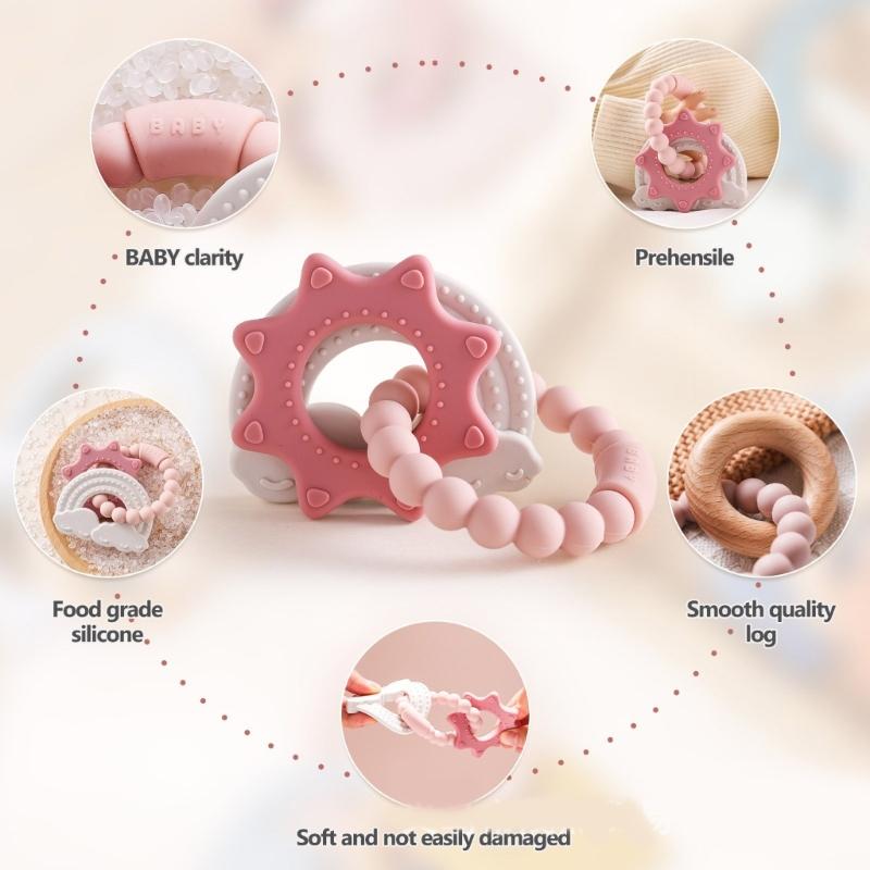 Infant Teething Relief Teether Silicone Soothing Bracelet Lovely Grasp Toy for Baby Over 3 Months Easy to Clean
