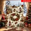 2D Flat Printing 1pc American Vintage Christmas Flannel Blanket Soft and Comfortable Suitable for Home Naps Sofa Throws Bed End Th