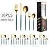Gold Cutlery Set Stainless Steel Dinnerware Set 30Pcs Knives Forks Coffee Spoons Flatware Set Kitchen Dinner Tableware Set