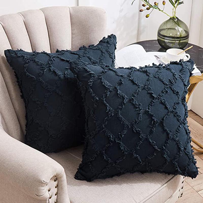 Pillow Home Pillow Cover Double-sided Cotton Linen Checkered Back Pillow Cushion Sofa Lumbar Pillow