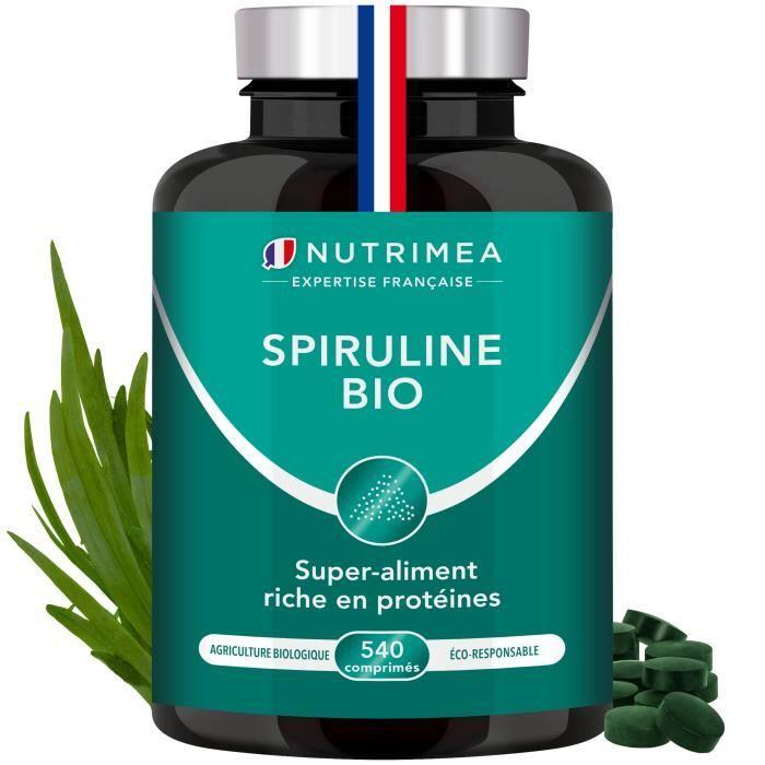 Spiruline bio pure certifiée ab sans excipient - 540 comprimés 500 mg - protéines, vitamines, oligo-éléments et caroténoïdes -