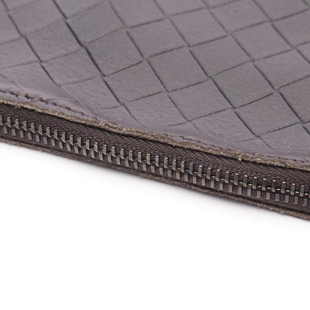 Used BOTTEGA VENETA Embossed business bag clutch bag leather Brown Used unisex