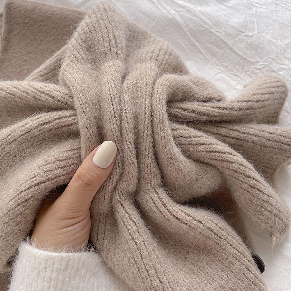 Knitted Cross Scarf Solid Color Neck Warmer Neck Guard Shawl Neckerchief Wrap  Girls