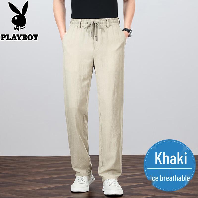 PLAYBOY Men s Summer Tencel-Linen Blend Casual Pants 2XL