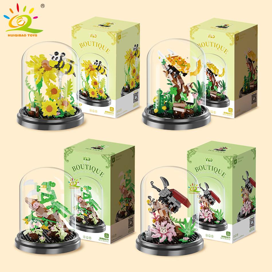 Moc Insect Flower Model Building Block Butterfly Plant Decoration City Construction Toy Kids Adult DIY Romantic Gift