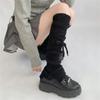 Girls Lolitas Leg Warmers Bows Lace Up Knit Flared Leg Sleeves Goth Baggy Cuffs Ankle Heap Socks JK Uniform Foot Cover