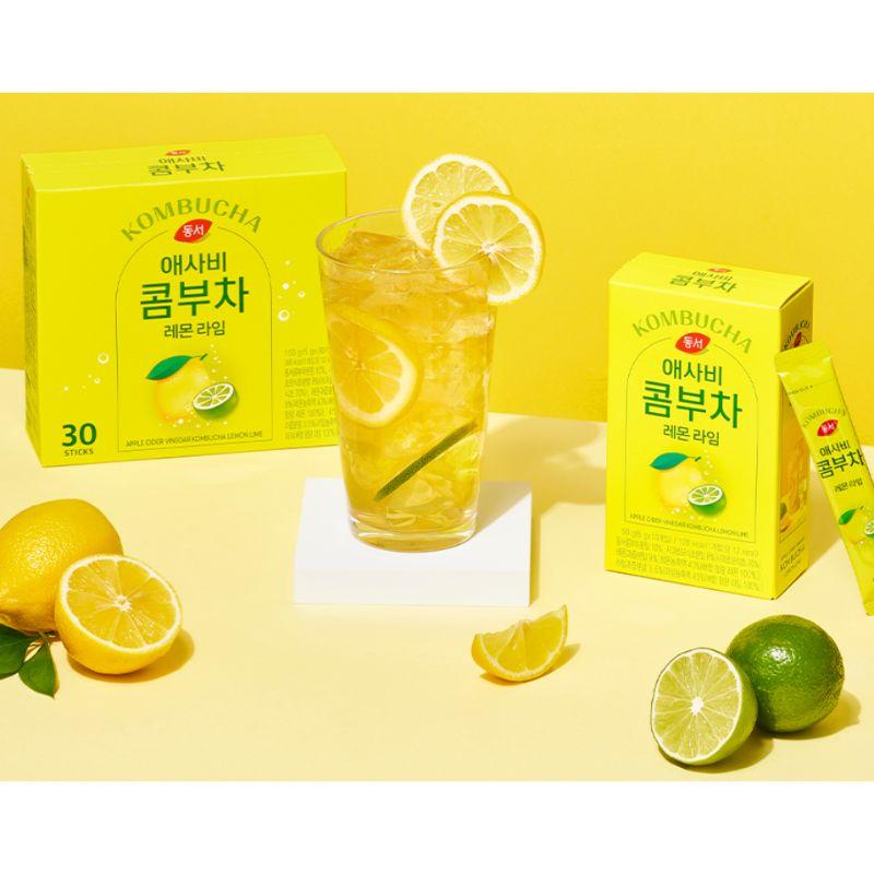 Kombucha Tea Powder Stick Lemon Lime Flavor 5g x 30 Sachets Korean Style Citrus Tea 1box (30ea)