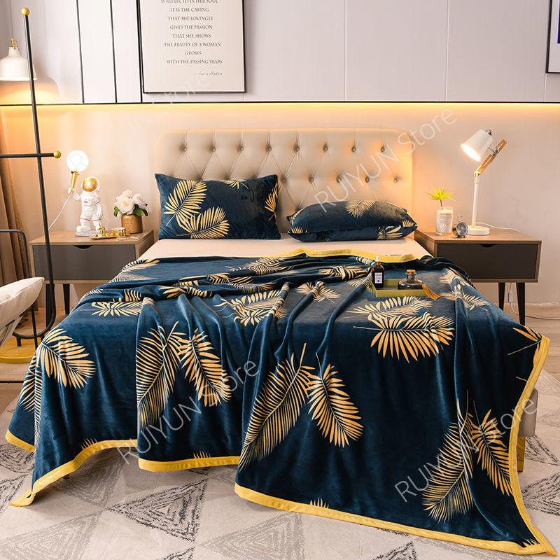 Newly Printed Winter Thicken Blanket Soft Coral Fleece Blanket Car Travel Blanket Bedspread Office Lunch Air-Condition Blanket