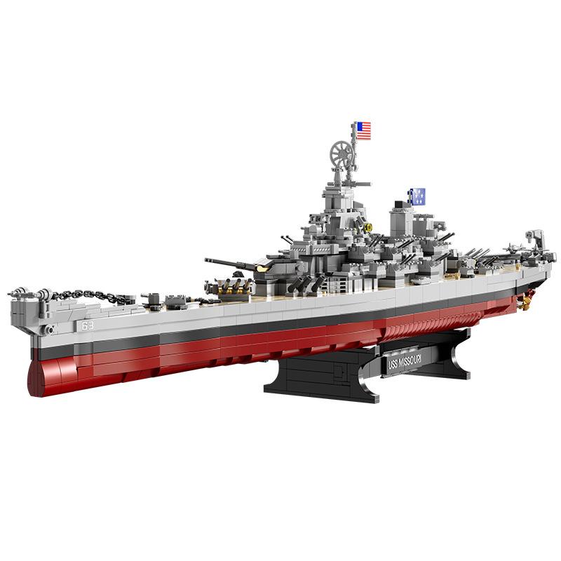 Fc4230 Military Battleship Series Missouri Battleship Crusier Model Building Blocks Bismarck Cruiser Boat Bricks Toys Kids Gifts NO BOX