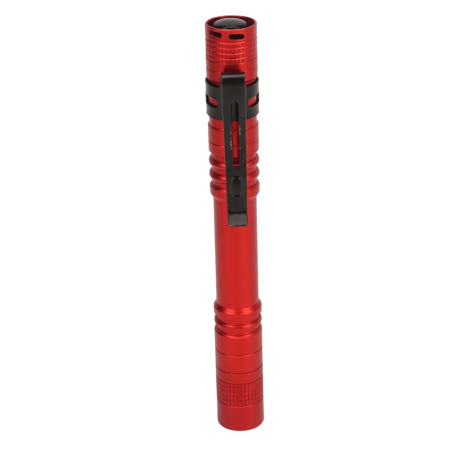 

Compact Flashlight Aluminum Alloy Battery Powered White Light Pen Shape Work Lamp for Outdoor Red