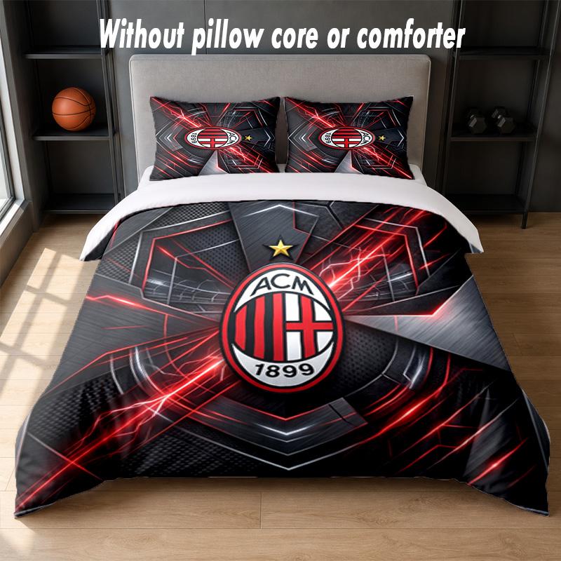 AC Milan Design Pościel Zestaw pościeli 1 poszewka na kołdrę + 2 poszewki na poduszki Miękka oddychająca domowa pościel