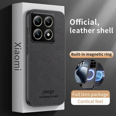 Leather Case for Xiaomi 14T Pro 14TPro Magsafe Car Magnetic Holder Soft Silicone Protection Hard Phone Cover Xiaomi14TPro Shell