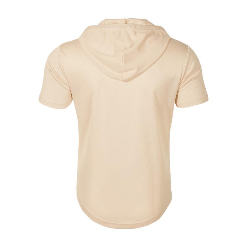 Summer New Men's Hooded Sports Fitness Versatile Casual Short Sleeved T Shirt