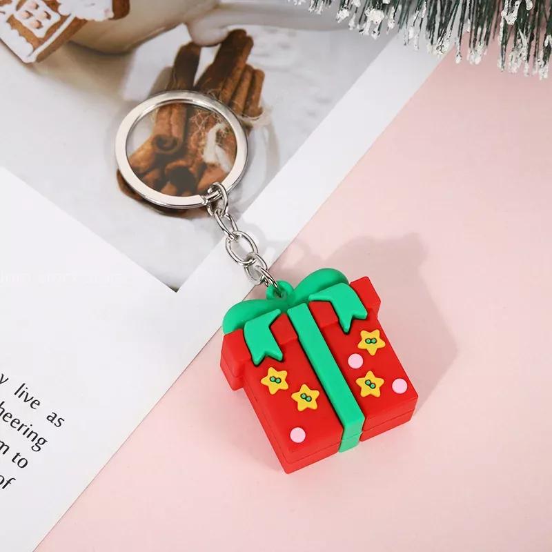 Cute Santa Claus PVC soft rubber key chain pendant cartoon snowman doll bag ornaments holiday gifts