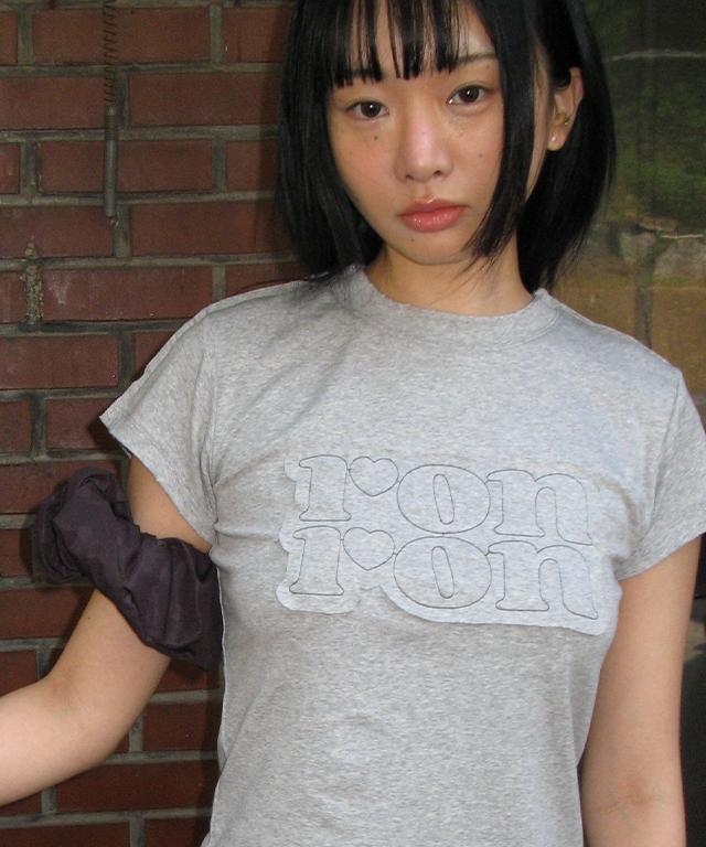 RONRON Vintage Applique Logo T Shirt Gray