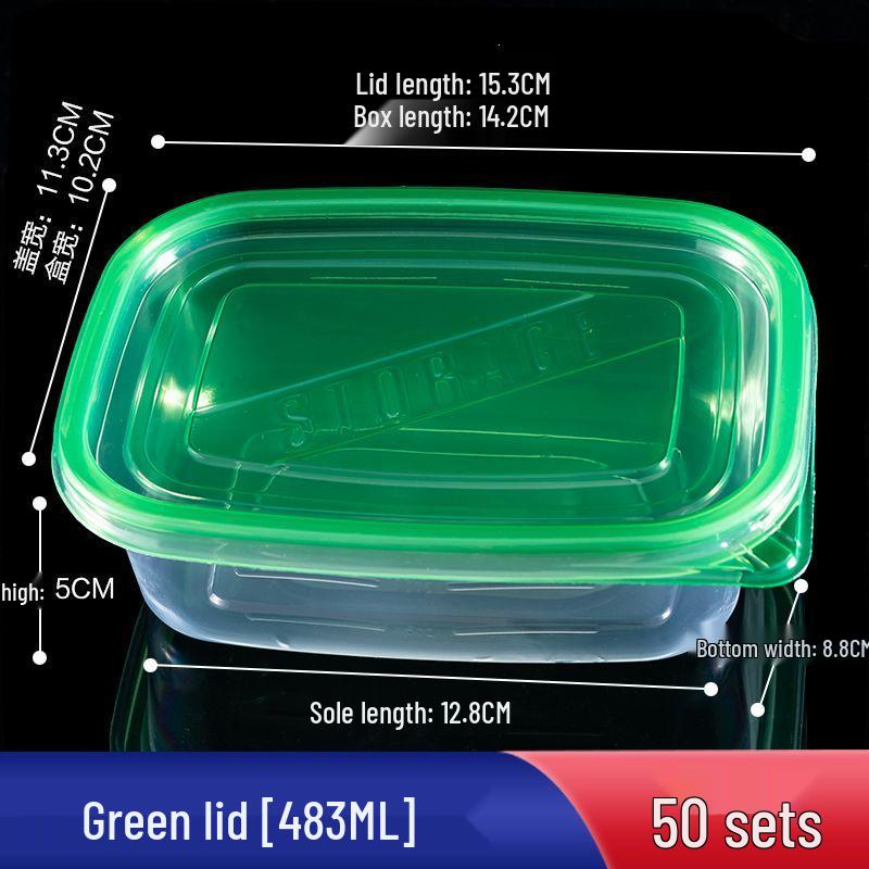 280ml Transparent Rectangular Plastic Bento Lunch Box with Lid - Disposable Fresh-Keeping Container for Fruit Salad