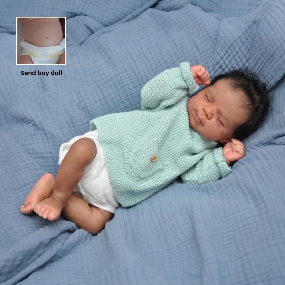 

Realistic 18 Inch Reborn Baby Doll Pascale Soft Full Vinyl Cloth Body Optional Bebe Newborn Doll Lifelike Multi-layer Dark Skin Baby Dolls for Kids boy doll