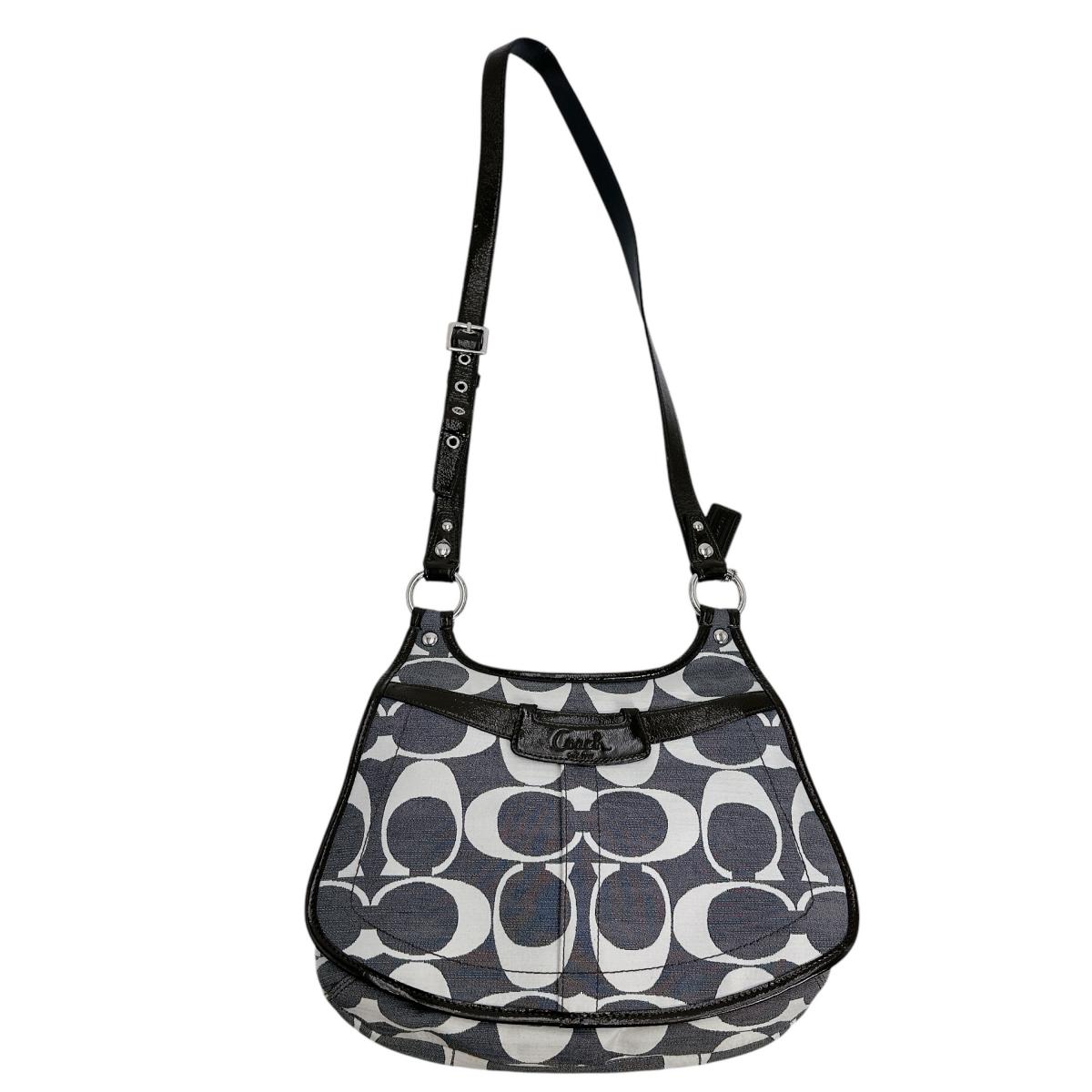 COACH Signature Diagonally hung Shoulder Bag canvas gray Women 10869-13292 Used
