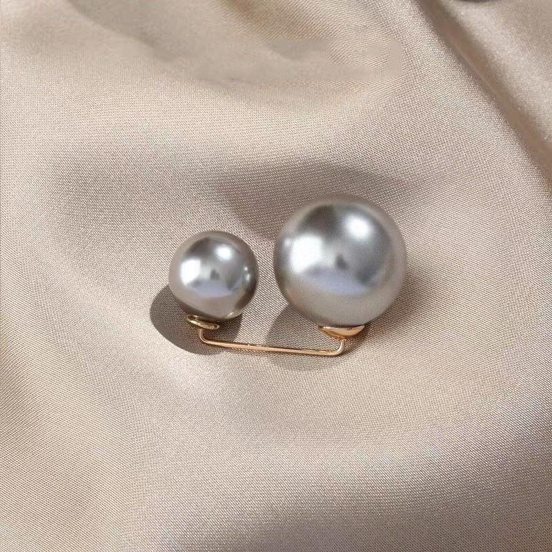 

Женская мода, булавки для ремней, двойные жемчужные булавки, металлические булавки для лацканов, булавки для свитеров, рубашек, кардиганов, булавки, аксессуары HMM серебряный