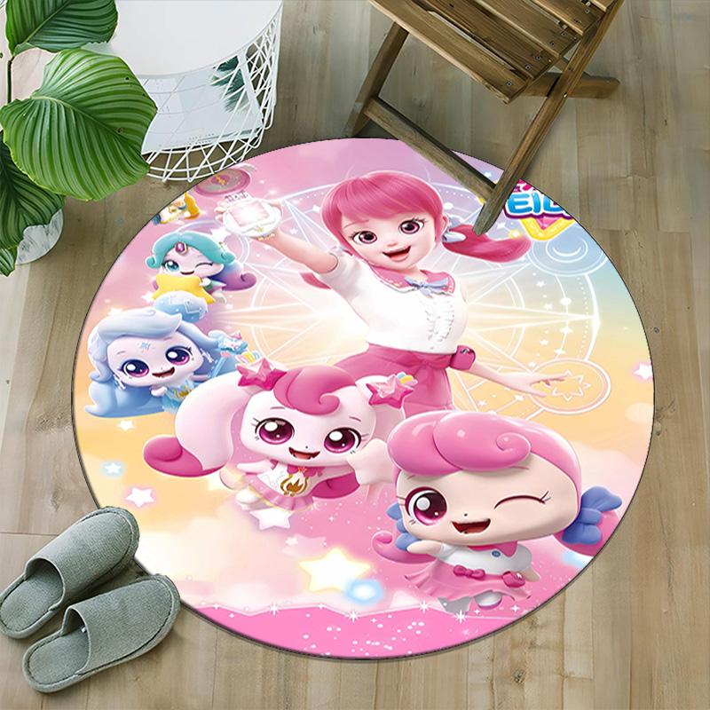 1pc Catch Teenieping Magic Sweethear (3) Print Round Carpet Chair Round Carpet Suitable for Bedroom Living Room Home Decorative Carpet