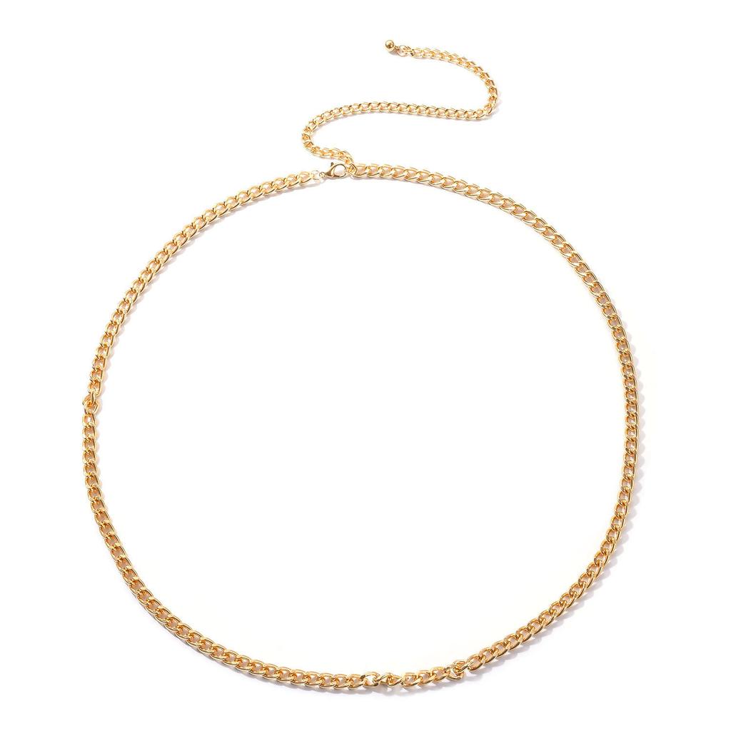 Accessories, punk exaggerated metal chain body chain, women's sexy retro single-layer alloy waist chain.